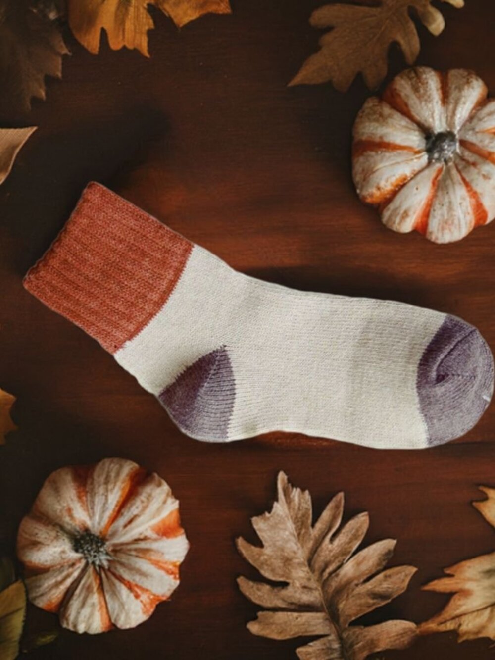 Chelsea Colorblock Womens Crew Socks Beige with Brown and Gray Gift Packaged